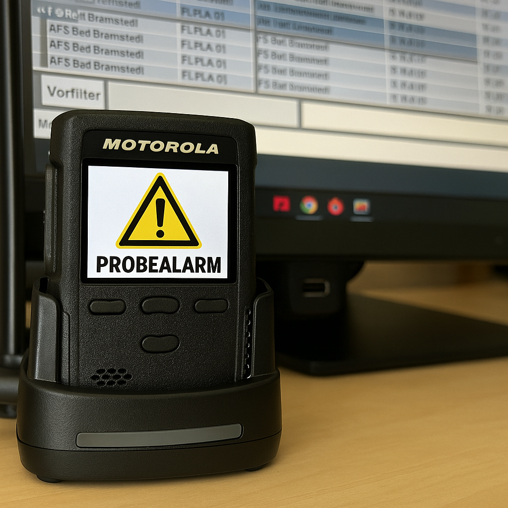 Digitaler FME mit Probealarmsymbol